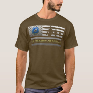 Vintage USA American Flag Proud US Seabee Veteran T-Shirt
