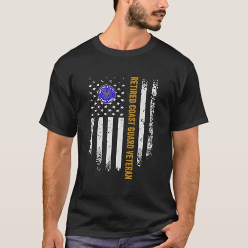 Vintage Usa American Flag Retired Us Coast Guard V T_Shirt