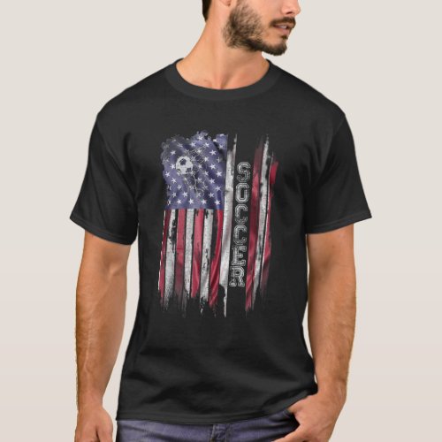 Vintage USA American Flag Soccer Player Football S T_Shirt