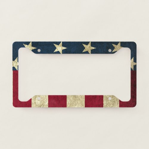 Vintage USA American Flag Stars And Stripes License Plate Frame
