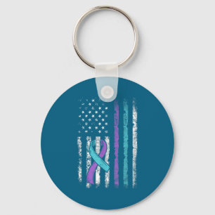Vintage Usa American Flag Suicide Prevention Aware Keychain