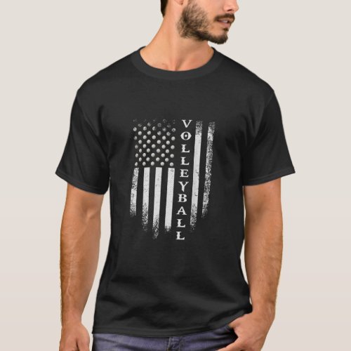 Vintage USA American Flag Volleyball Distressed T_Shirt