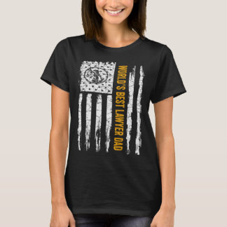 Vintage USA American Flag World s Best Lawyer Dad T-Shirt