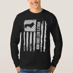Vintage USA American Flag World's Best Corgi Mom S T-Shirt