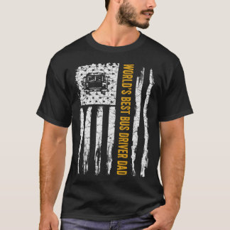 Vintage USA American Flag World's Best School Bus  T-Shirt