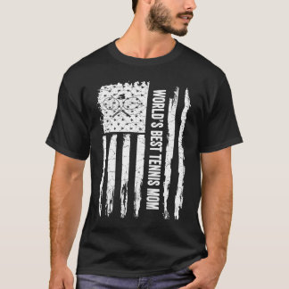 Vintage USA American Flag World's Best Tennis Mom T-Shirt