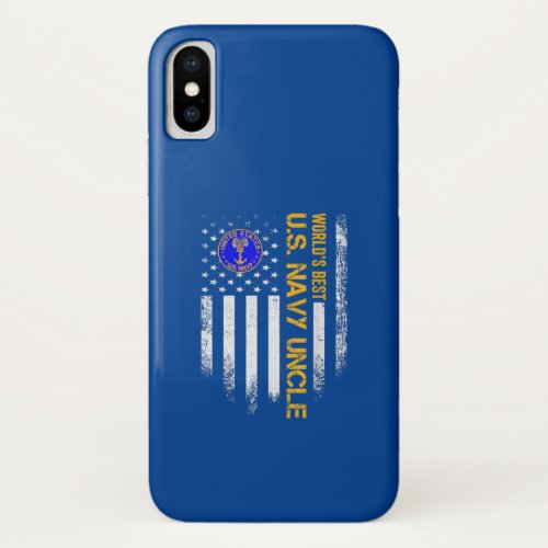 Vintage USA American Flag Worlds Best US Navy iPhone XS Case