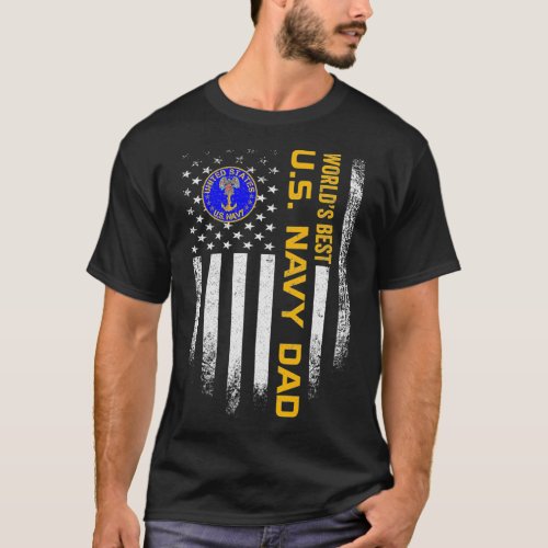 Vintage USA American Flag Worlds Best US Navy Pro T_Shirt