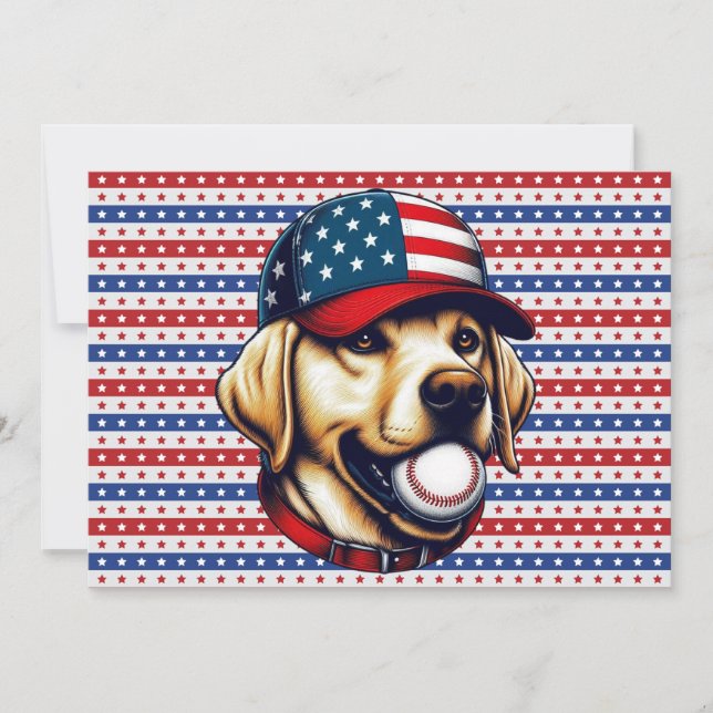 Vintage, USA baseball Labrador  Holiday Card (Front)