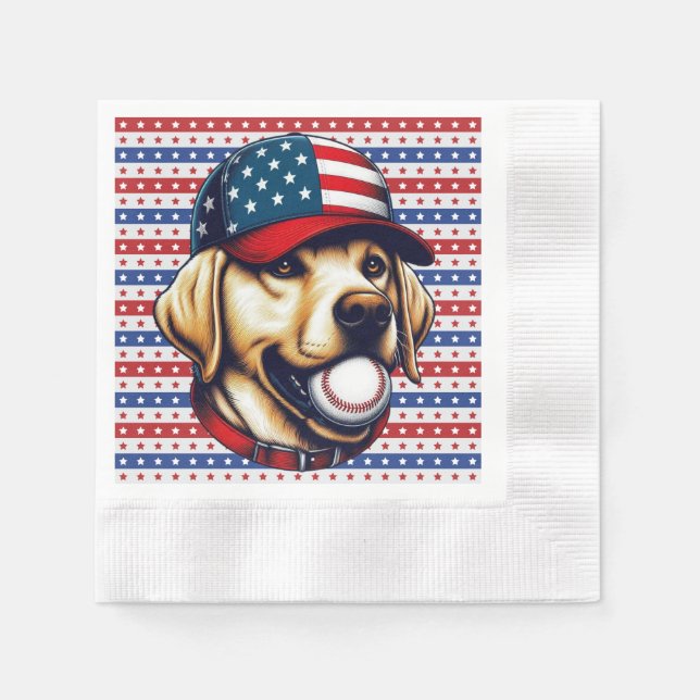 Vintage, USA baseball Labrador  Napkins (Front)
