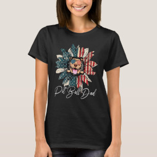Vintage Usa Best Pit Bull Dad Ever American Flag T-Shirt