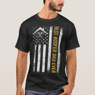 Vintage USA Best Roofer Dad Ever American Flag Fat T-Shirt