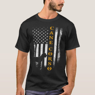 Vintage USA Cane Corso Dog Silhouette American Fla T-Shirt