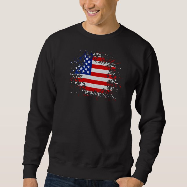 Vintage Usa Classic American Flag Stylish Splash Sweatshirt (Front)