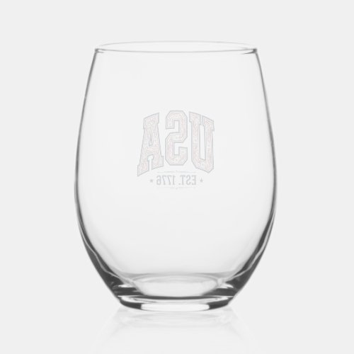 Vintage USA Est 1776 Patriotic Engraving Shirt_1 Stemless Wine Glass