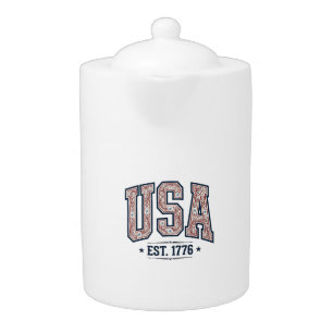 Vintage USA Est 1776 Patriotic Engraving Shirt_1 Teapot