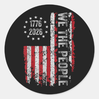 Vintage USA Flag 250th Anniversary Independence Classic Round Sticker