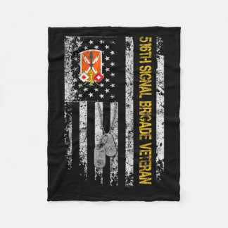 Vintage Usa Flag 516th Signal Brigade Military Vet Fleece Blanket