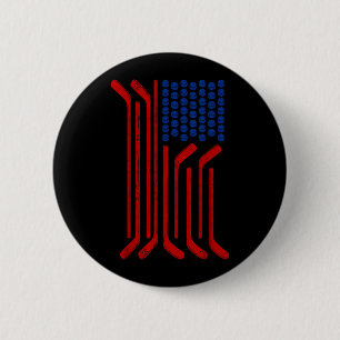Vintage USA Flag American Ice Hockey Patriotic Button