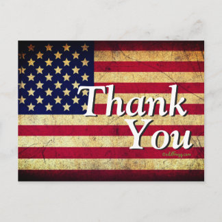 Vintage USA Flag Americana Thank You Postcard