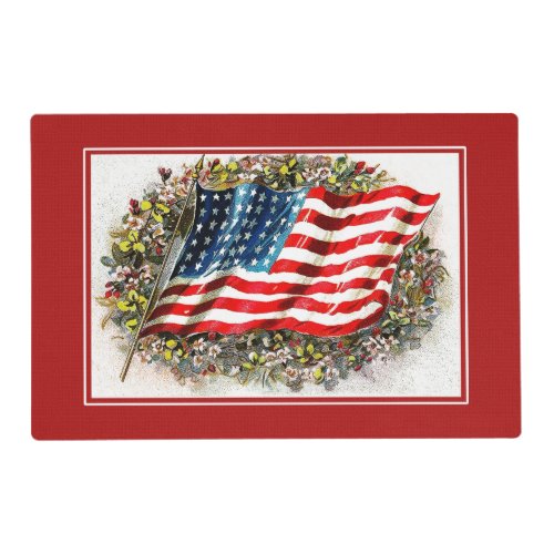 Vintage USA Flag and Flowers 4th of July Party  Placemat