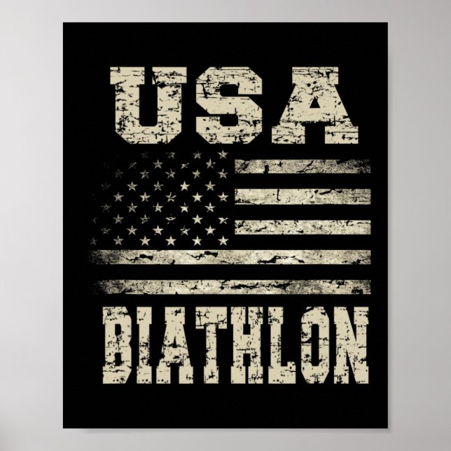 Vintage Usa Flag Biathlon  Poster (Front)