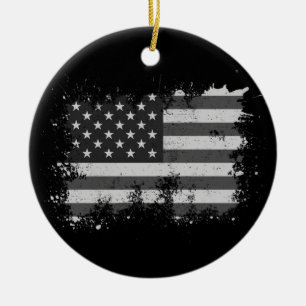 Vintage USA Flag Distressed 4th Of July Patriotic Ceramic Ornament