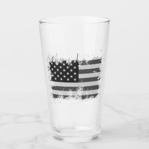 Vintage USA Flag Distressed 4th Of July Patriotic Glass