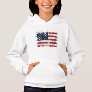 Vintage USA Flag Distressed 4th Of July Patriotic Hoodie