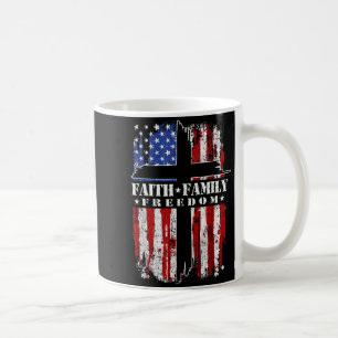 Vintage Usa Flag Faith Family Dom Patriotic Christ Coffee Mug