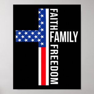 Vintage Usa Flag Faith Family Freedom Patriotic Ch Poster