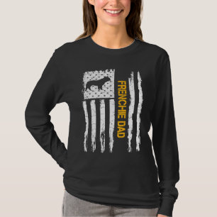 Vintage USA Flag French Bulldog Dog Dad Frenchie S T-Shirt
