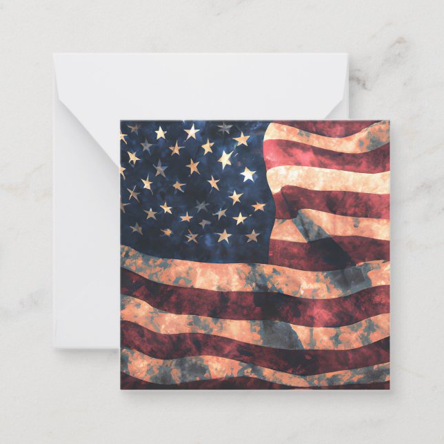 Vintage USA Flag Graphic Note Card (Front)