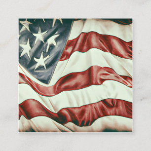 Vintage USA Flag Graphic Square Business Card