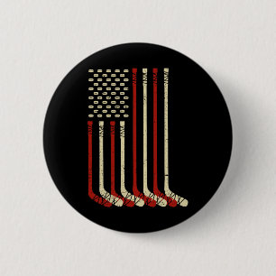 Vintage Usa Flag Ice Hockey - Funny Ice Hockey Us Button