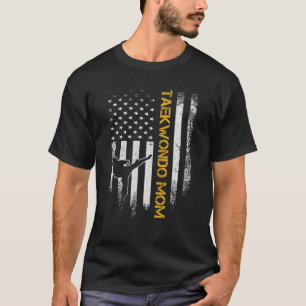 Vintage USA Flag Korea Taekwondo Training Mom Silh T-Shirt