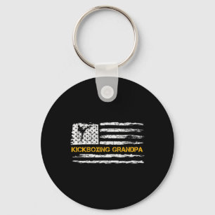 Vintage Usa Flag Mma Kickboxing Fighter Grandpa Si Keychain