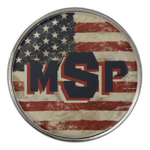 Vintage USA Flag Monogram Stars Stripes Patriotic Golf Ball Marker