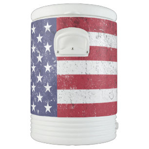 Vintage USA Flag Patriotic American Red White Blue Beverage Cooler