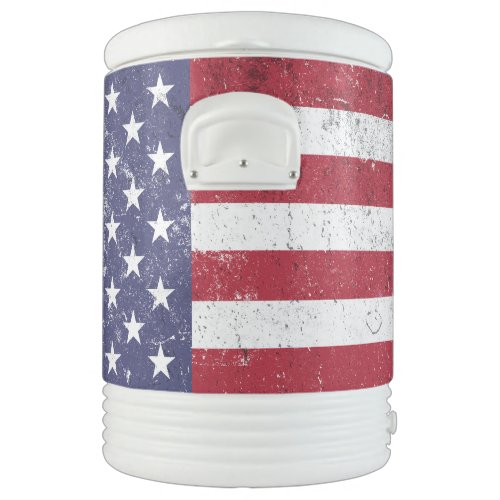 Vintage USA Flag Patriotic American Red White Blue Beverage Cooler