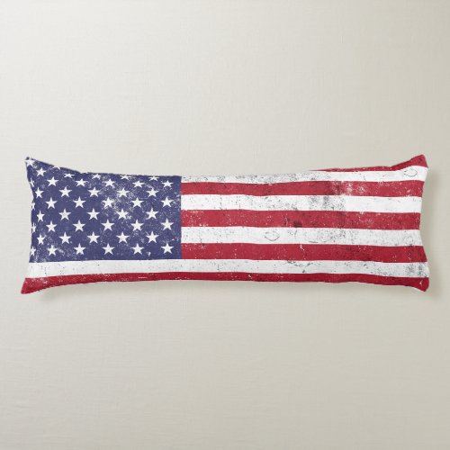 Vintage USA Flag Patriotic American Red White Blue Body Pillow