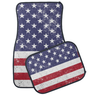 Vintage USA Flag Patriotic American Red White Blue Car Floor Mat