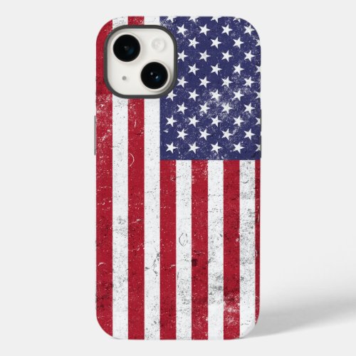 Vintage USA Flag Patriotic American Red White Blue Case_Mate iPhone 14 Case