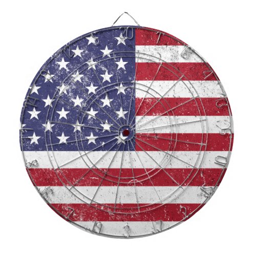 Vintage USA Flag Patriotic American Red White Blue Dart Board