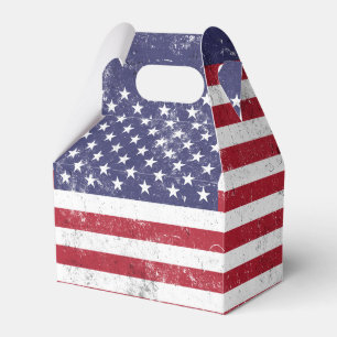 Vintage USA Flag Patriotic American Red White Blue Favor Boxes