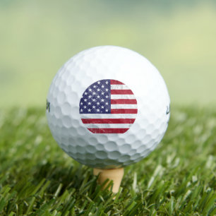 Vintage USA Flag Patriotic American Red White Blue Golf Balls