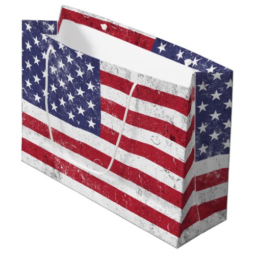 Vintage USA Flag Patriotic American Red White Blue Large Gift Bag