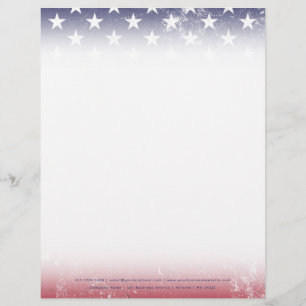 Vintage USA Flag Patriotic American Red White Blue Letterhead