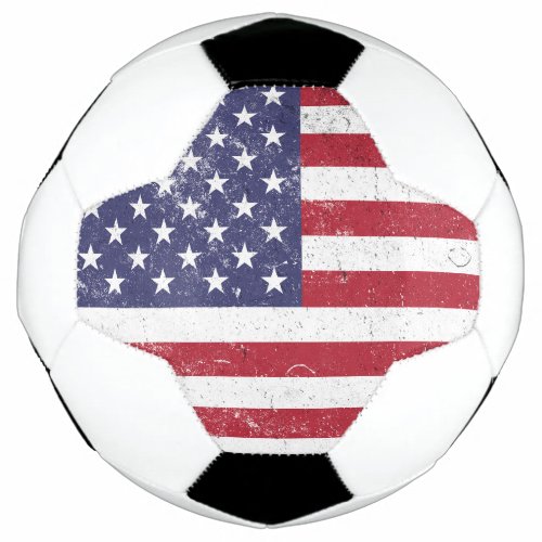 Vintage USA Flag Patriotic American Red White Blue Soccer Ball