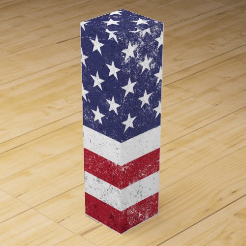 Vintage USA Flag Patriotic American Red White Blue Wine Box